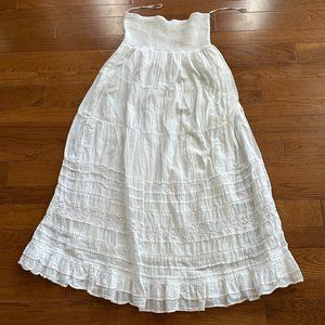 American Eagle Outfitters Strapless White Cotton and Lace Dress